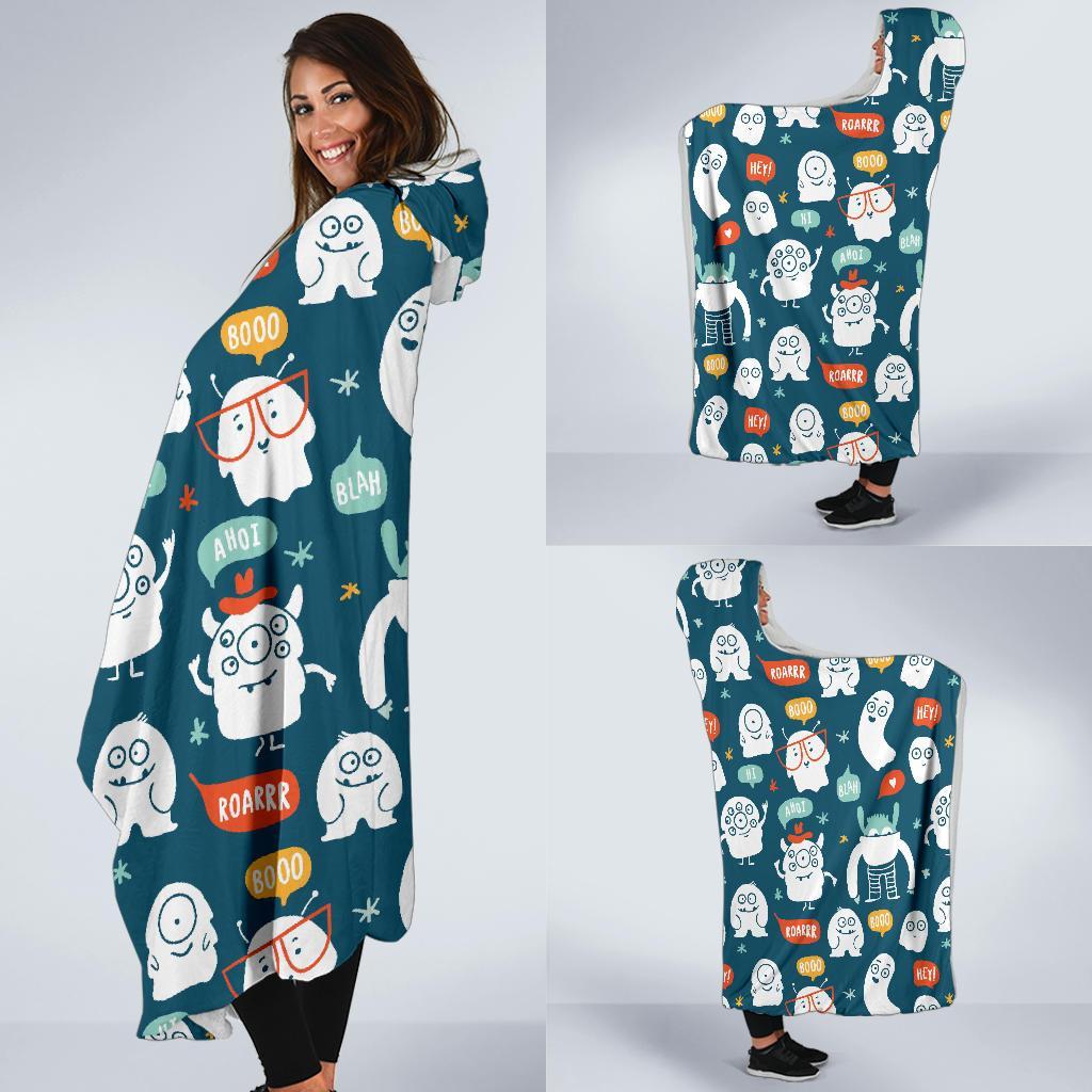 Print Pattern Monster Hooded Blanket-grizzshop