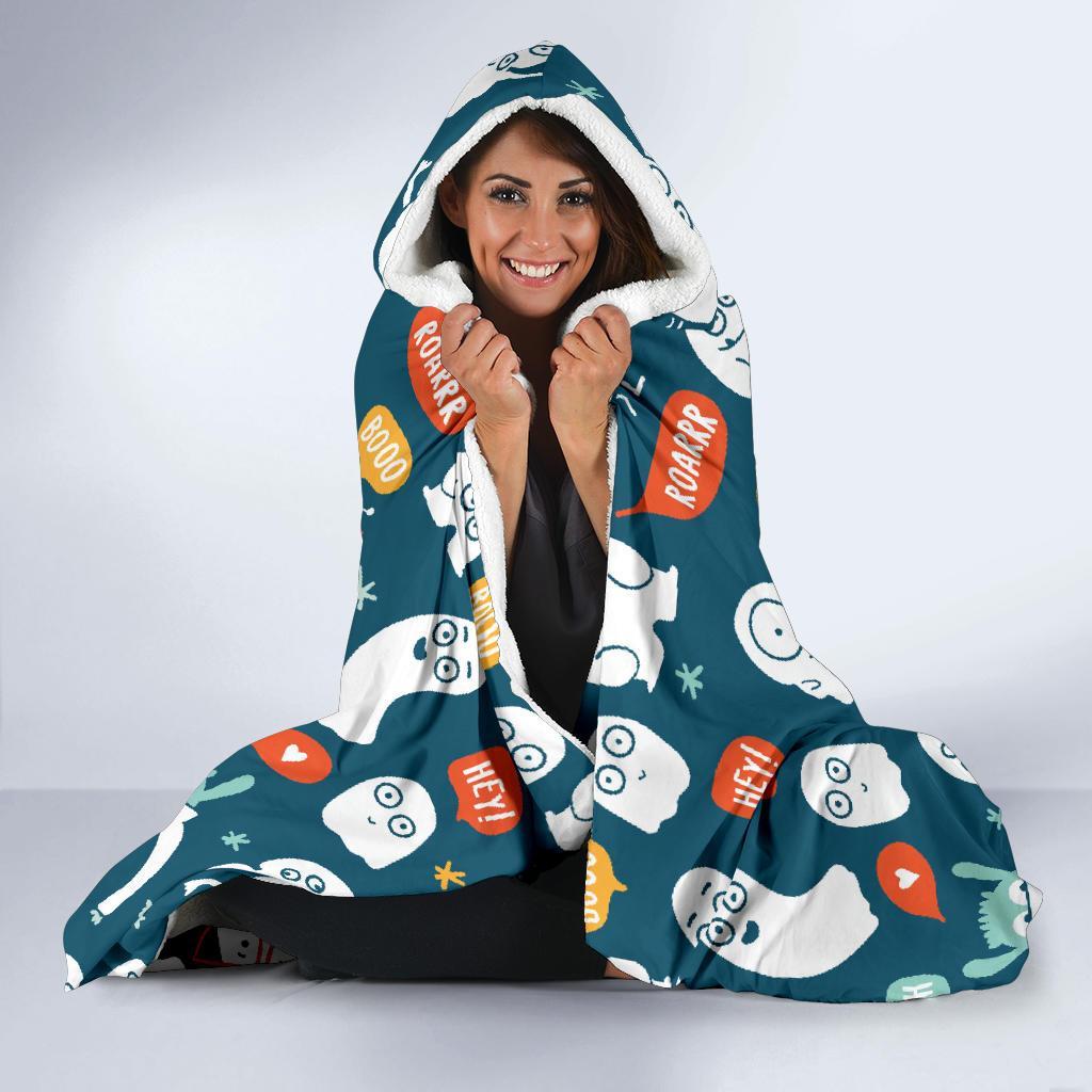 Print Pattern Monster Hooded Blanket-grizzshop