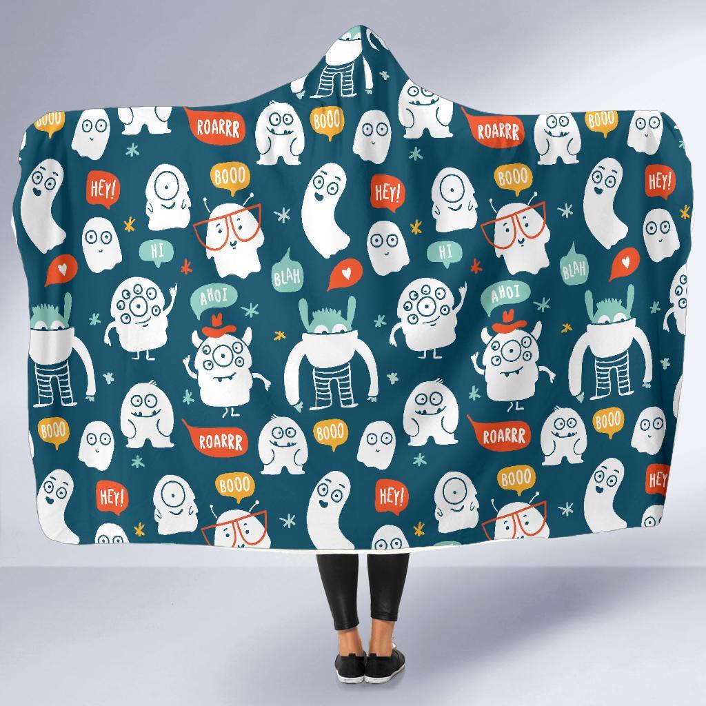 Print Pattern Monster Hooded Blanket-grizzshop