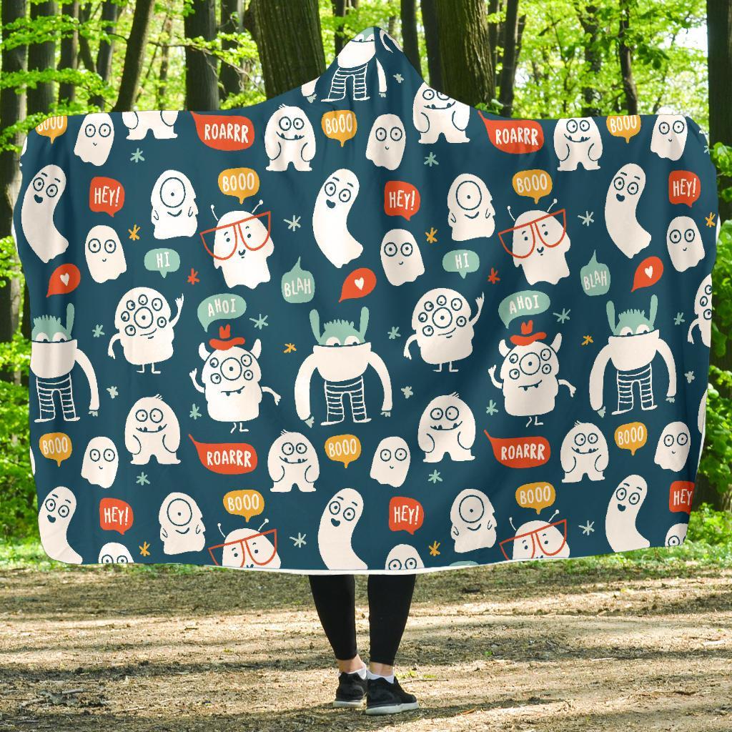 Print Pattern Monster Hooded Blanket-grizzshop