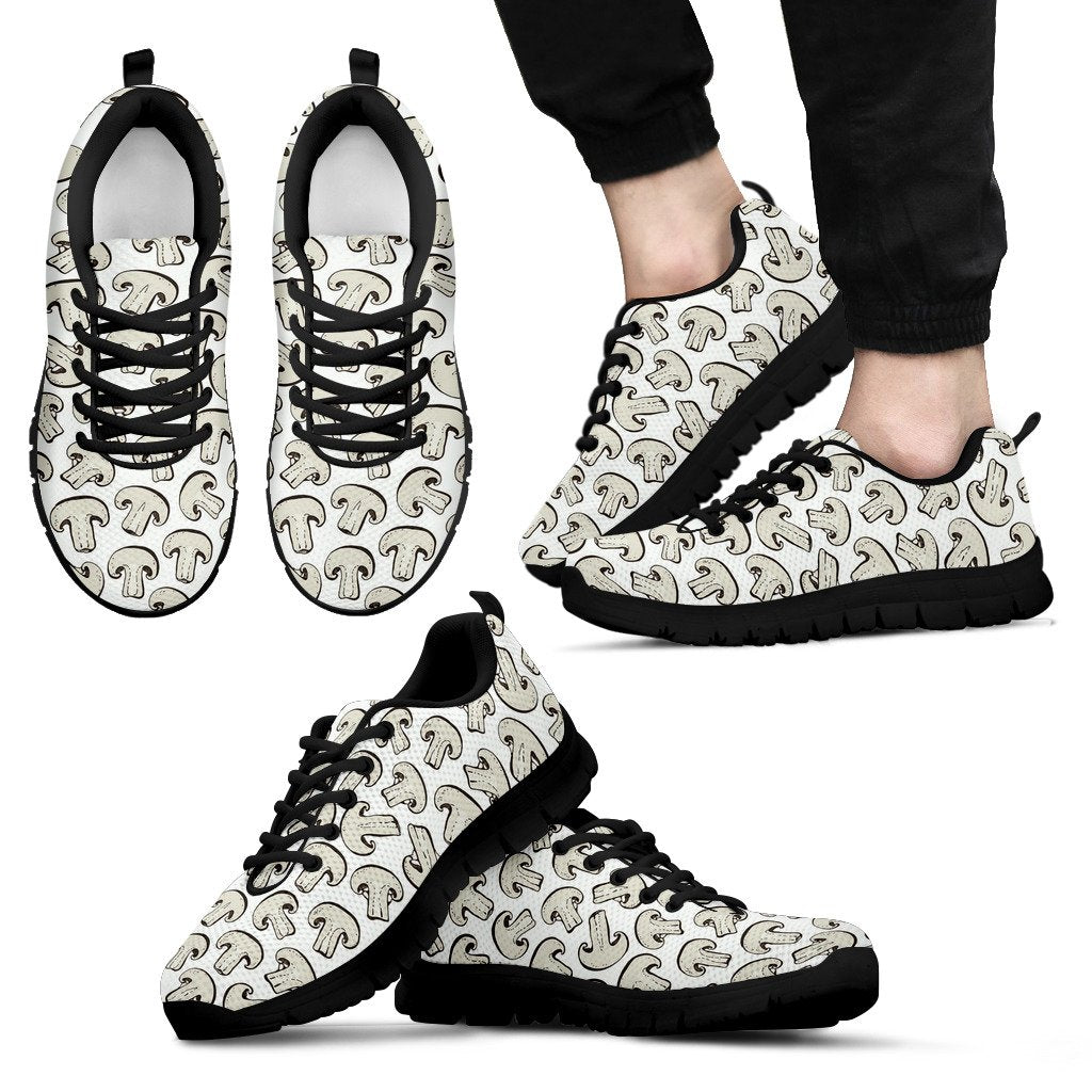 Print Pattern Mushroom Black Sneaker Shoes For Men Women-grizzshop
