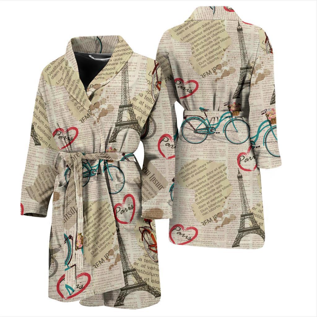 Print Pattern Newspaper Men Long Robe-grizzshop