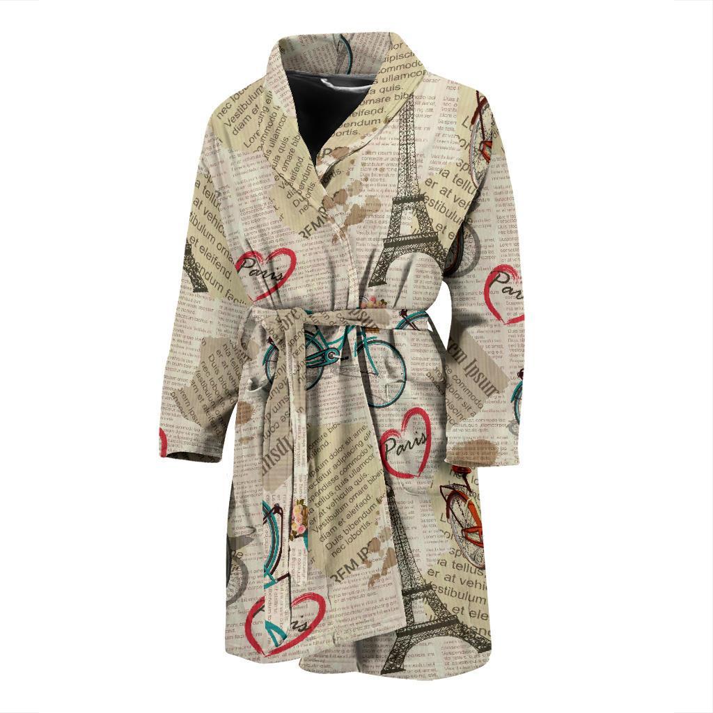 Print Pattern Newspaper Men Long Robe-grizzshop