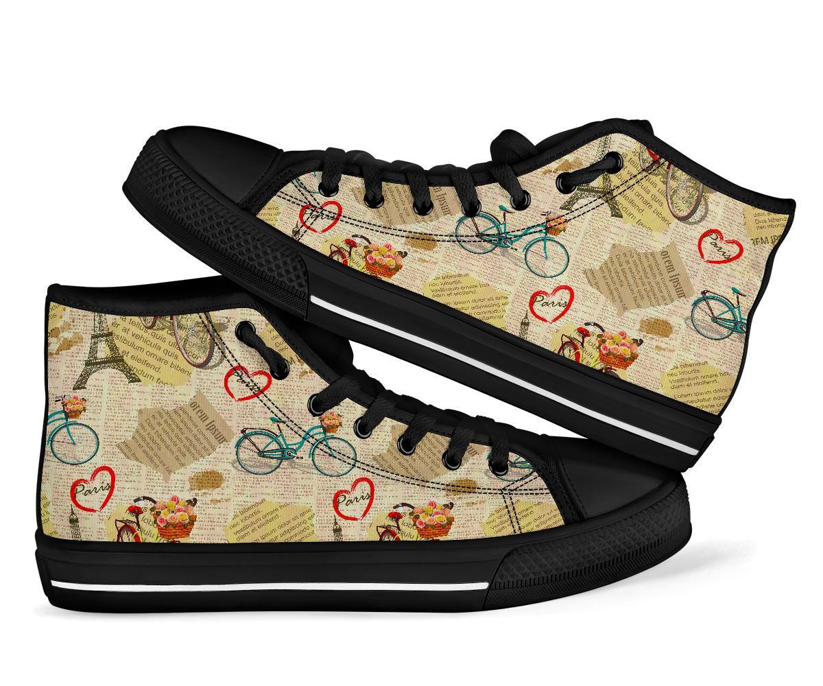 Print Pattern Newspaper Men Women's High Top Shoes-grizzshop