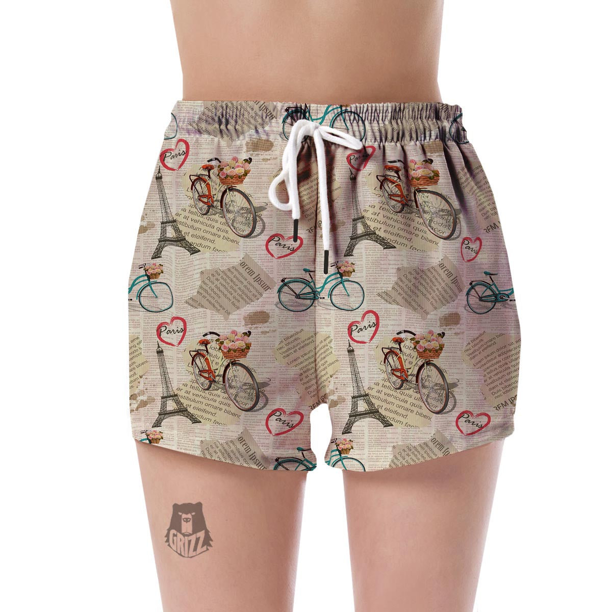 Print Pattern Newspaper Women's Shorts-grizzshop