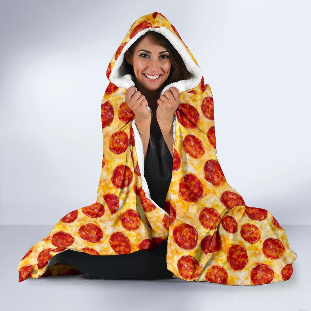 Print Pattern Pizza Hooded Blanket-grizzshop