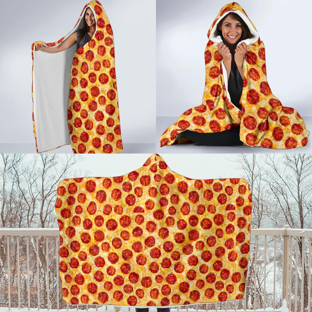 Print Pattern Pizza Hooded Blanket-grizzshop