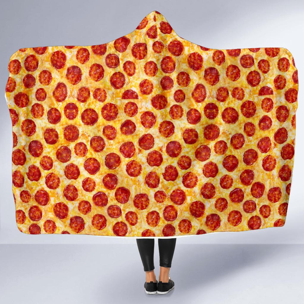 Print Pattern Pizza Hooded Blanket-grizzshop