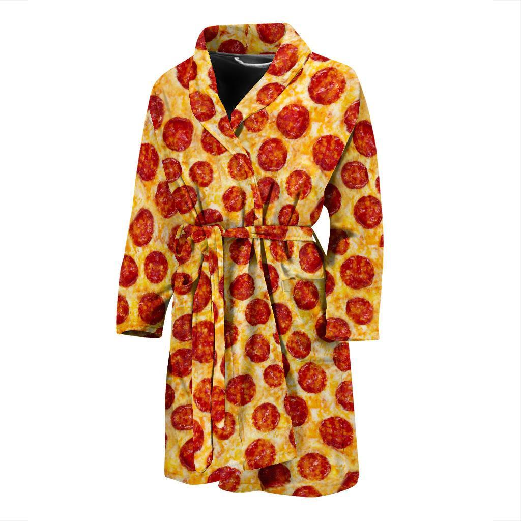 Print Pattern Pizza Men Long Robe-grizzshop