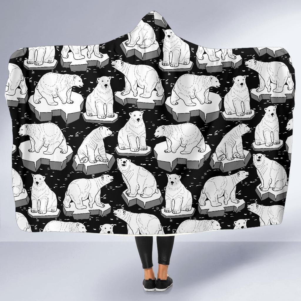 Print Pattern Polar Bear Hooded Blanket-grizzshop