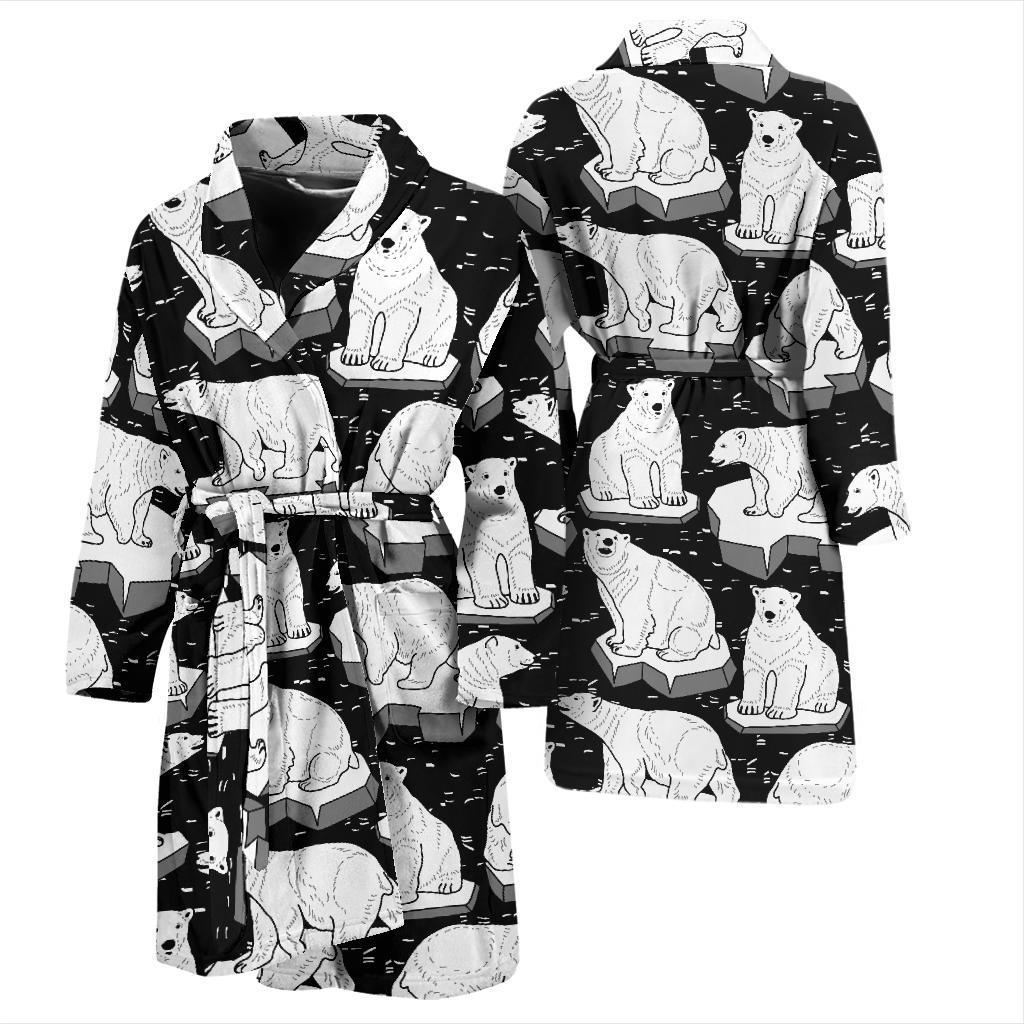 Print Pattern Polar Bear Men Long Robe-grizzshop