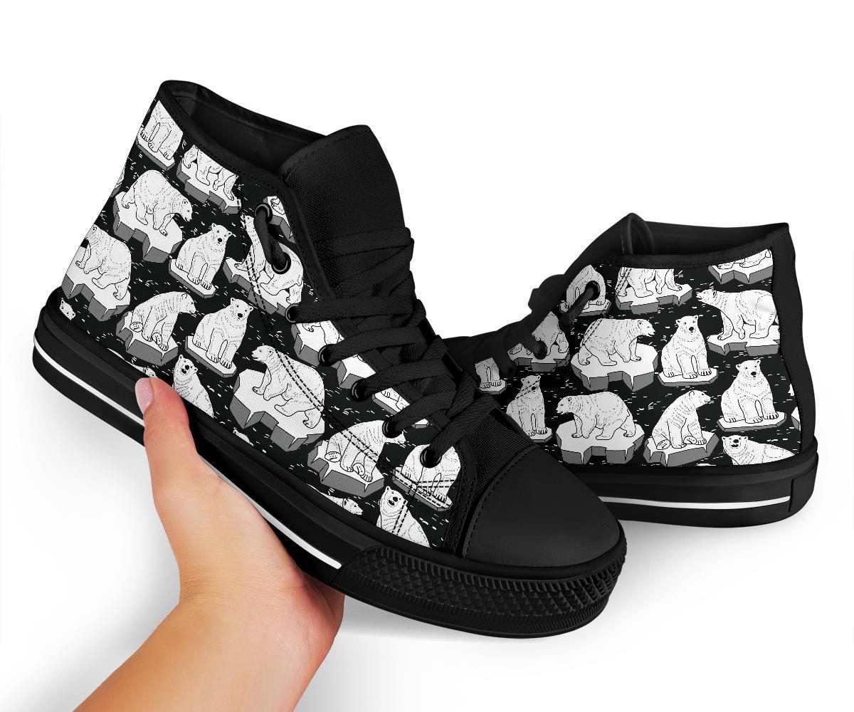 Print Pattern Polar Bear Men Women's High Top Shoes-grizzshop