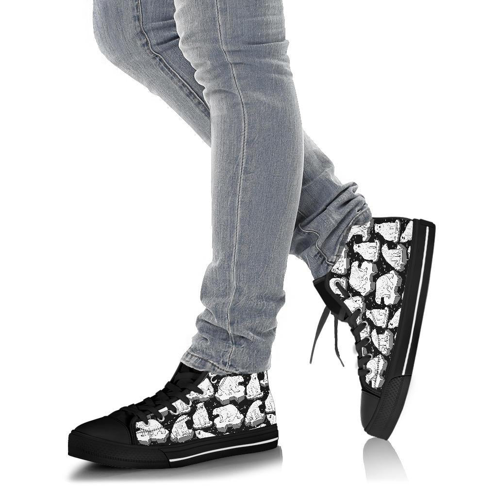 Print Pattern Polar Bear Men Women's High Top Shoes-grizzshop