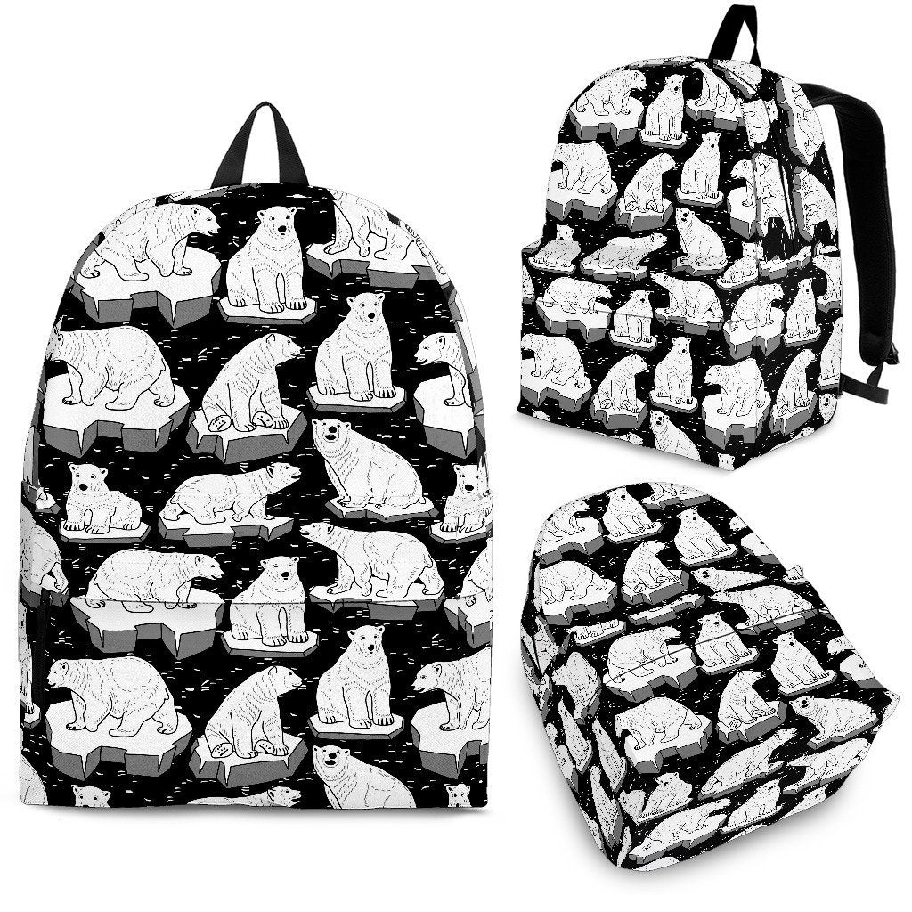 Print Pattern Polar Bear Premium Backpack-grizzshop