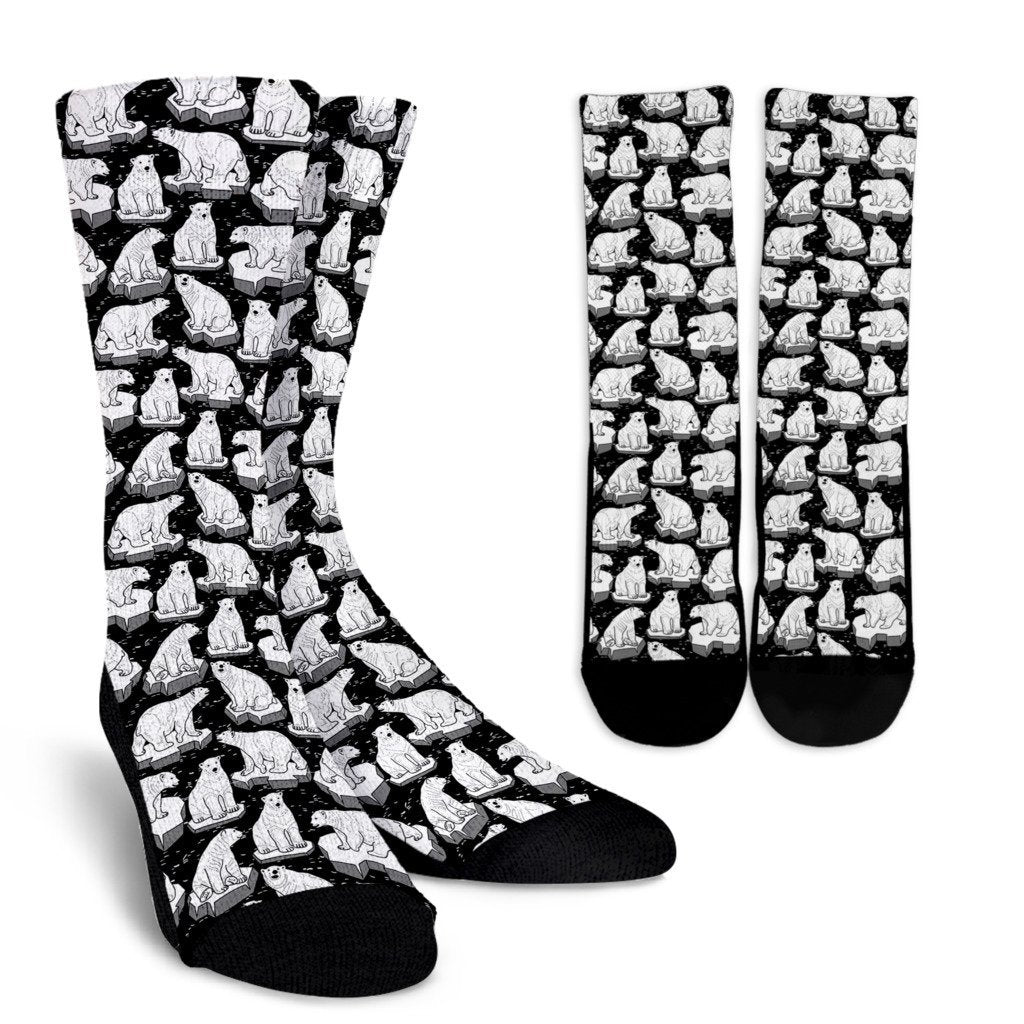 Print Pattern Polar Bear Unisex Crew Socks-grizzshop