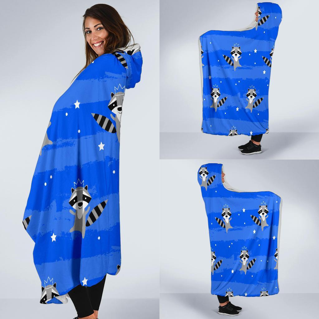 Print Pattern Raccoon Hooded Blanket-grizzshop