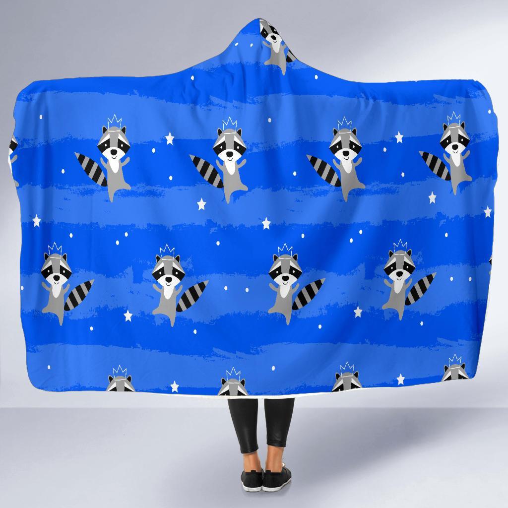 Print Pattern Raccoon Hooded Blanket-grizzshop