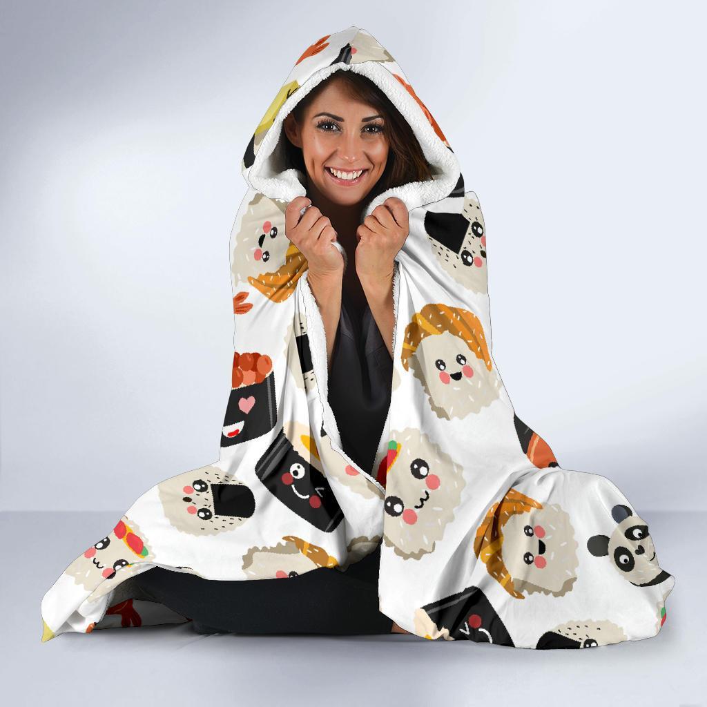 Print Pattern Sushi Hooded Blanket-grizzshop