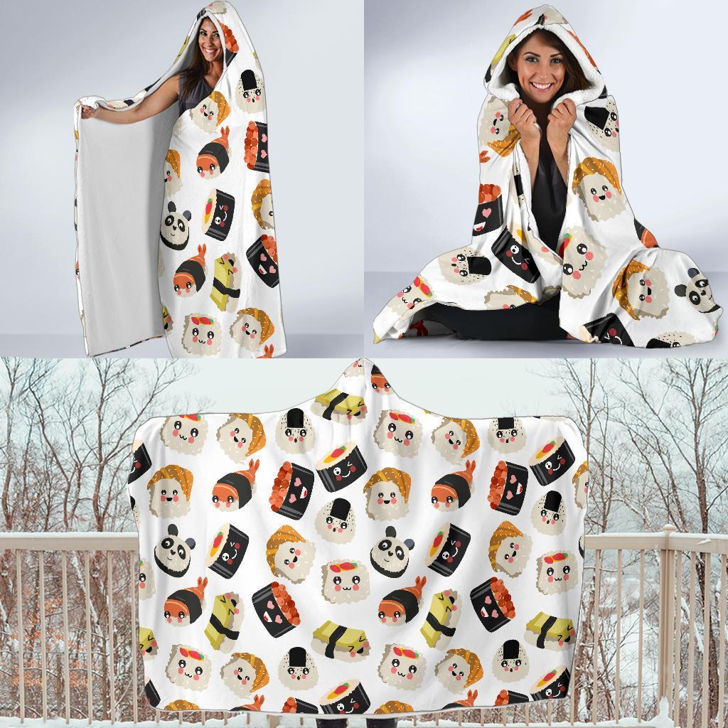Print Pattern Sushi Hooded Blanket-grizzshop