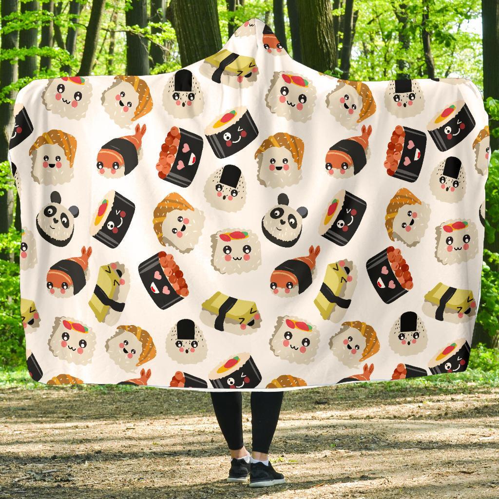 Print Pattern Sushi Hooded Blanket-grizzshop