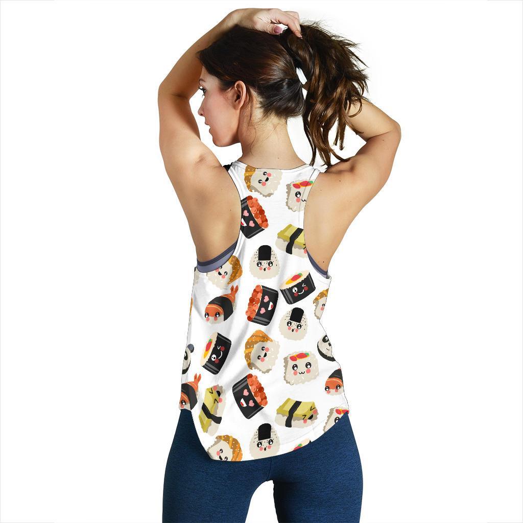 Print Pattern Sushi Women's Racerback Tank Tops-grizzshop