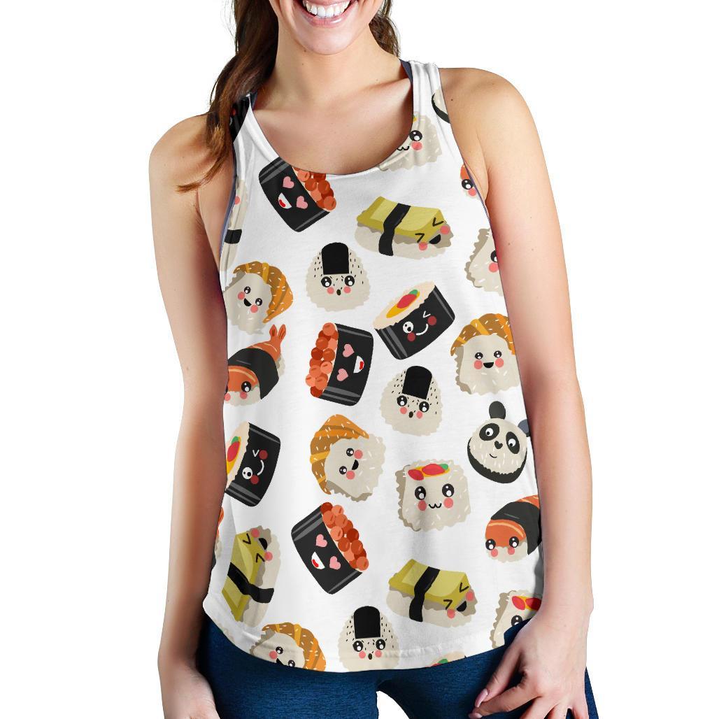 Print Pattern Sushi Women's Racerback Tank Tops-grizzshop