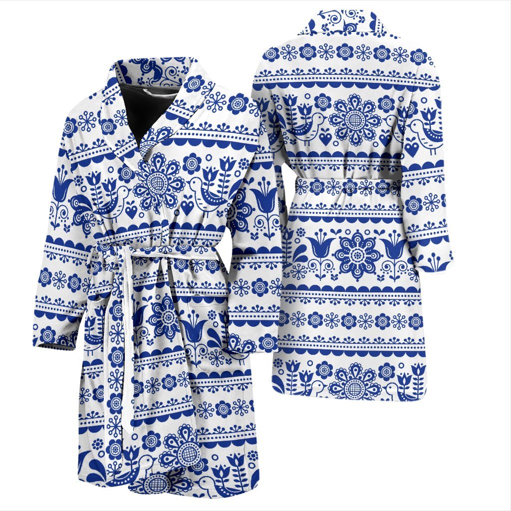 Print Pattern Swedish Men Long Robe-grizzshop