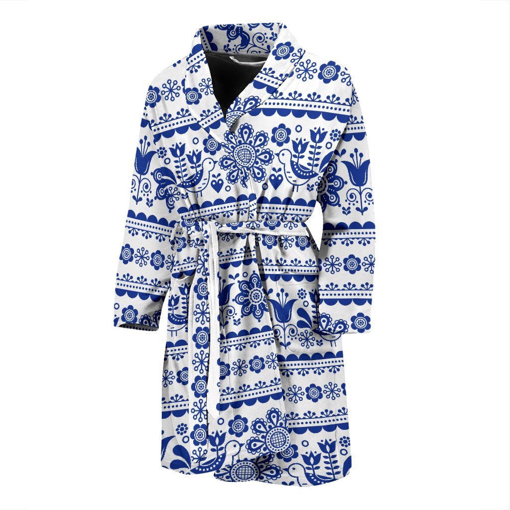 Print Pattern Swedish Men Long Robe-grizzshop