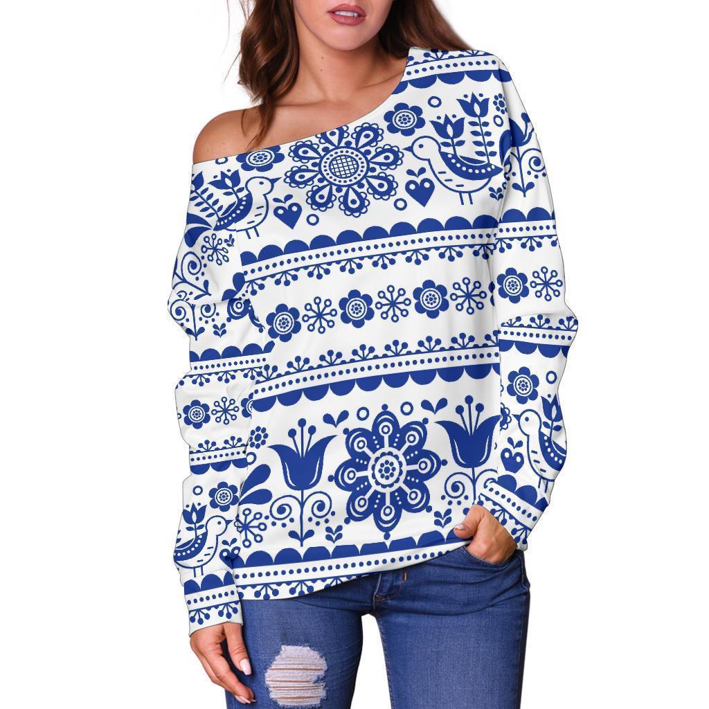 Print Pattern Swedish Women Off Shoulder Sweatshirt-grizzshop