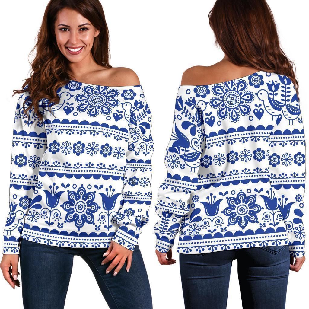 Print Pattern Swedish Women Off Shoulder Sweatshirt-grizzshop