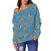 Print Pattern Trumpet Women Off Shoulder Sweatshirt-grizzshop
