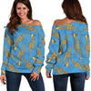 Print Pattern Trumpet Women Off Shoulder Sweatshirt-grizzshop