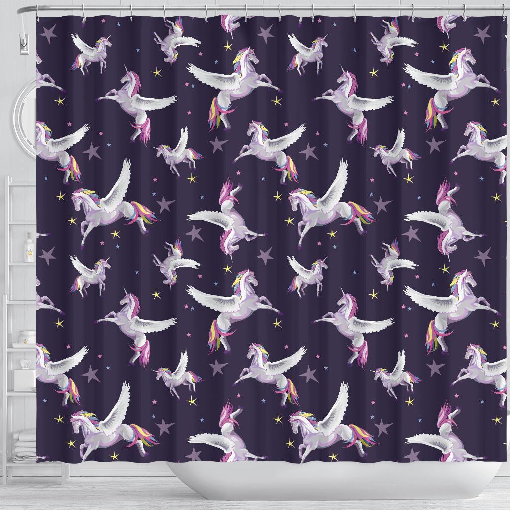 Print Pattern Unicorn Bathroom Shower Curtain-grizzshop