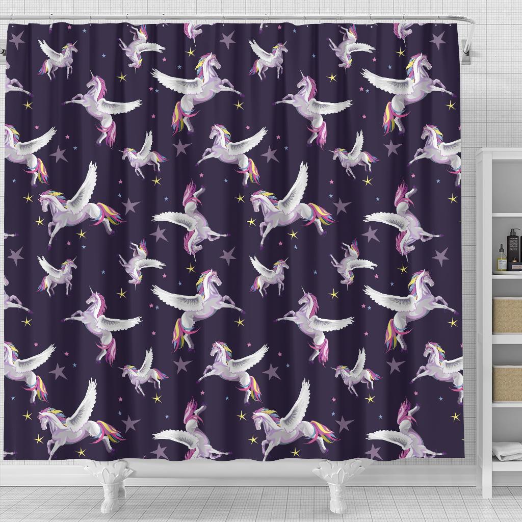 Print Pattern Unicorn Bathroom Shower Curtain-grizzshop