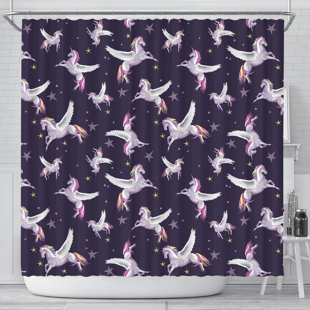 Print Pattern Unicorn Bathroom Shower Curtain-grizzshop