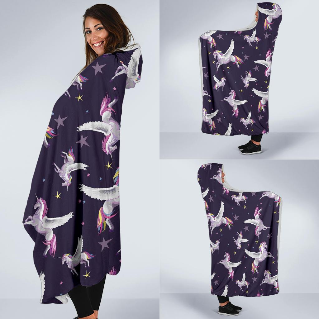 Print Pattern Unicorn Hooded Blanket-grizzshop