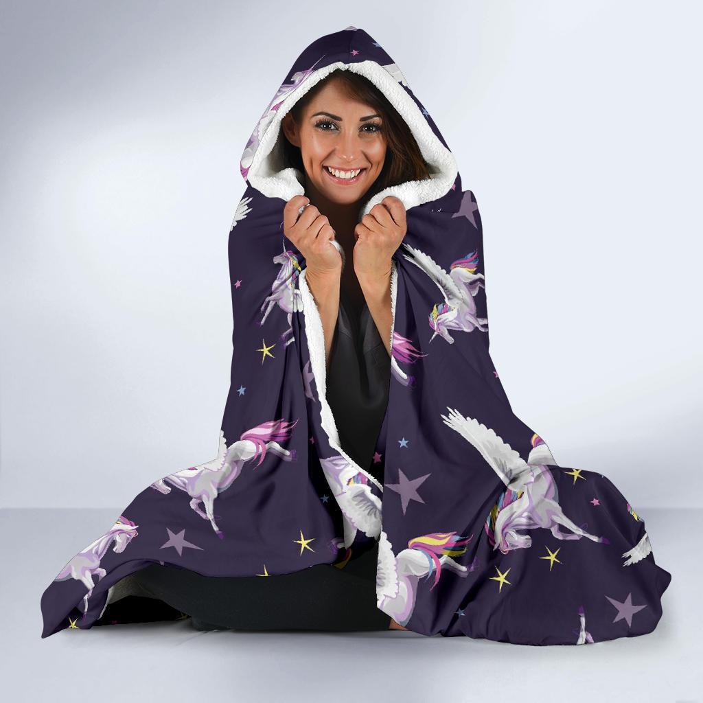 Print Pattern Unicorn Hooded Blanket-grizzshop