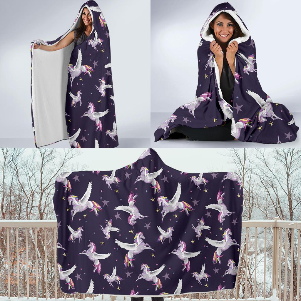 Print Pattern Unicorn Hooded Blanket-grizzshop