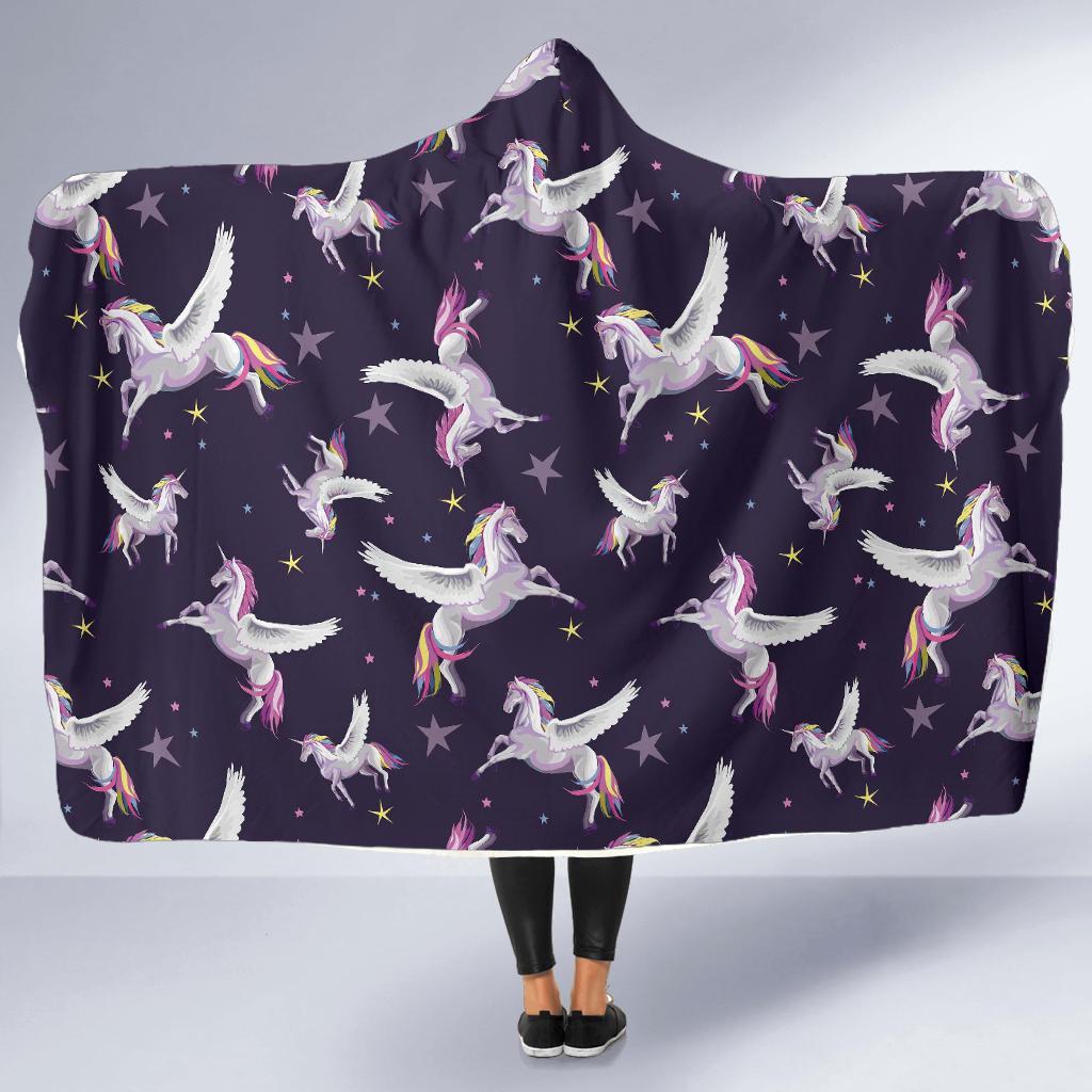 Print Pattern Unicorn Hooded Blanket-grizzshop