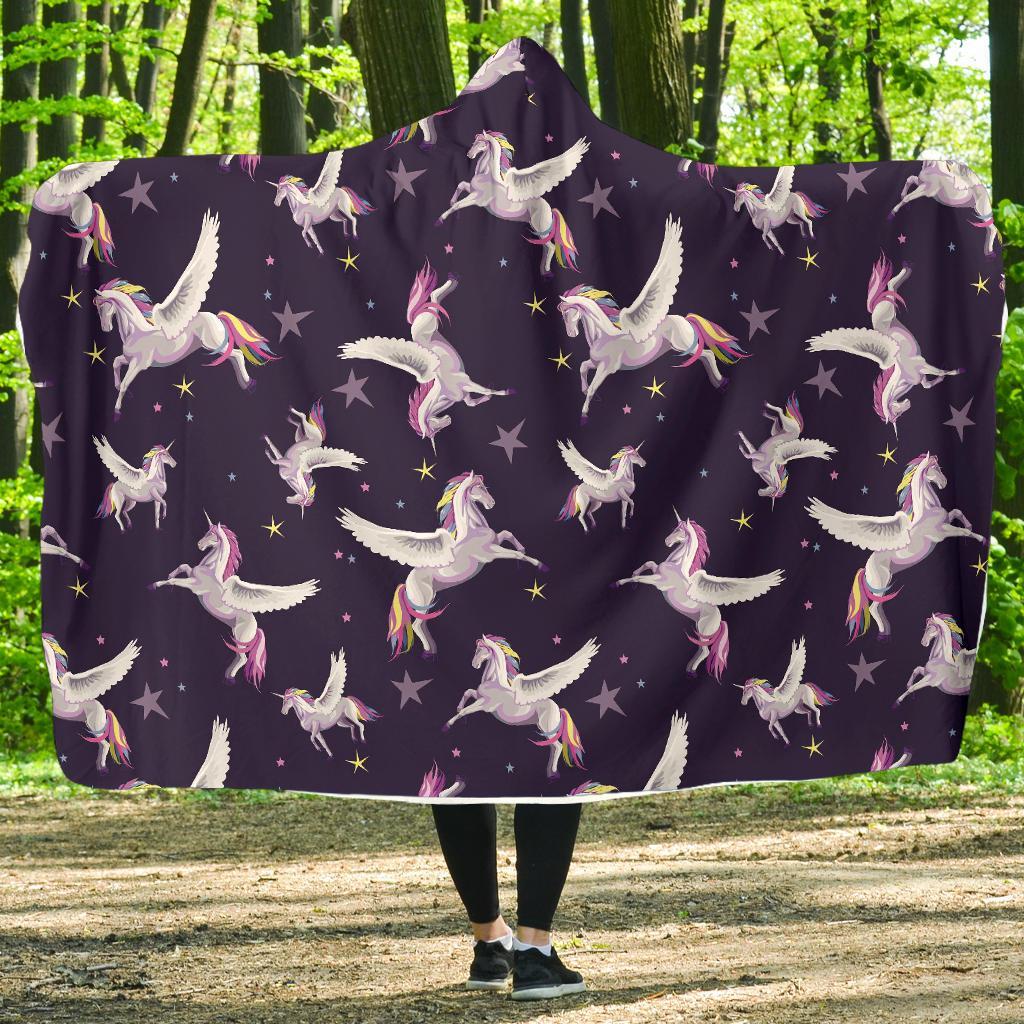 Print Pattern Unicorn Hooded Blanket-grizzshop