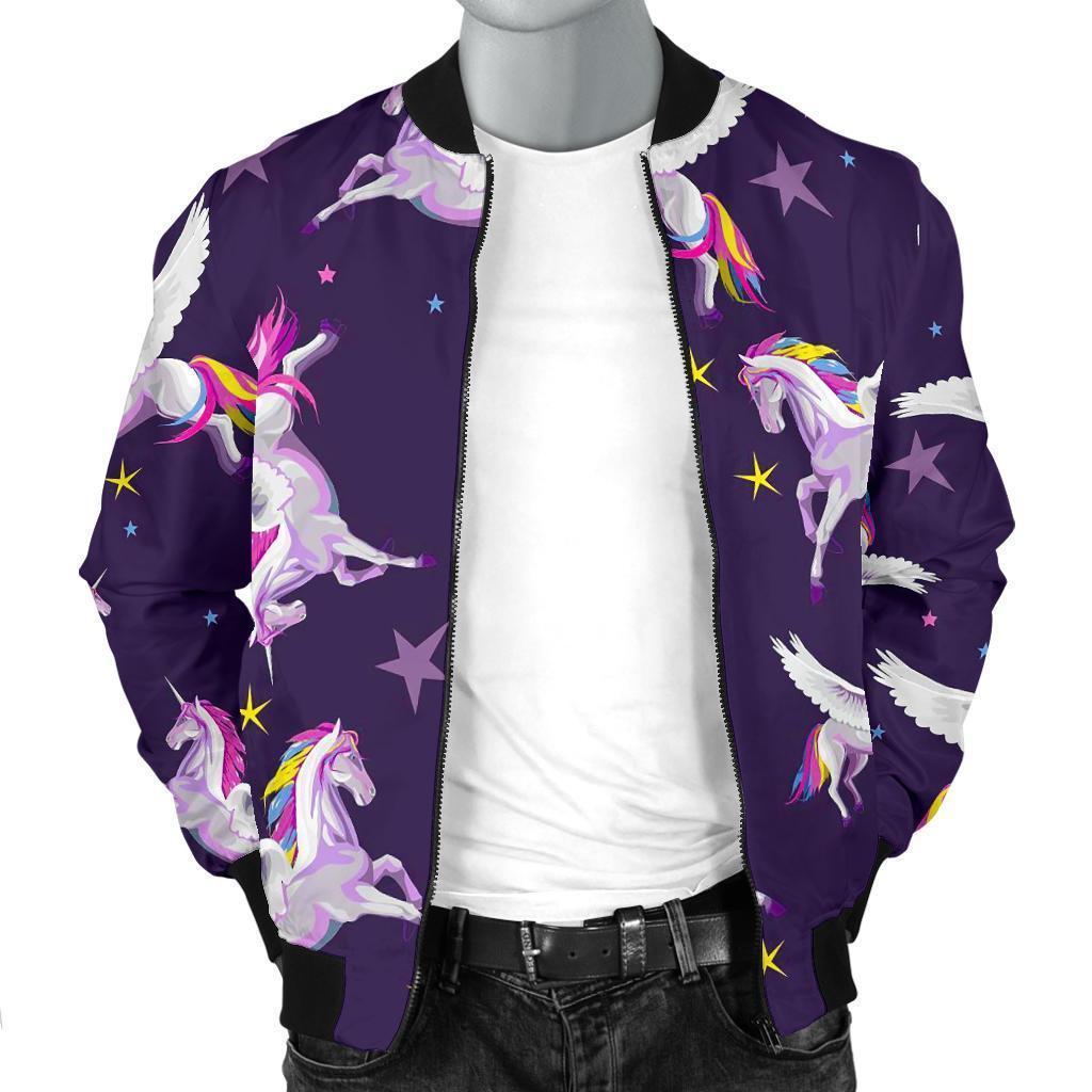 Print Pattern Unicorn Men's Bomber Jacket-grizzshop