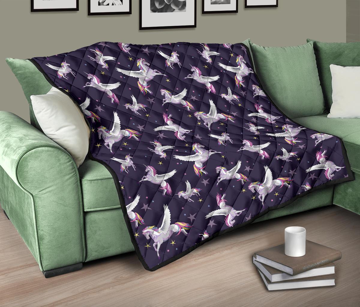 Print Pattern Unicorn Quilt-grizzshop