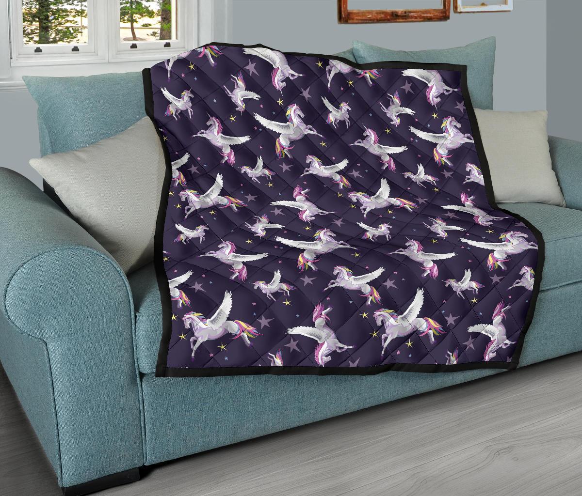 Print Pattern Unicorn Quilt-grizzshop