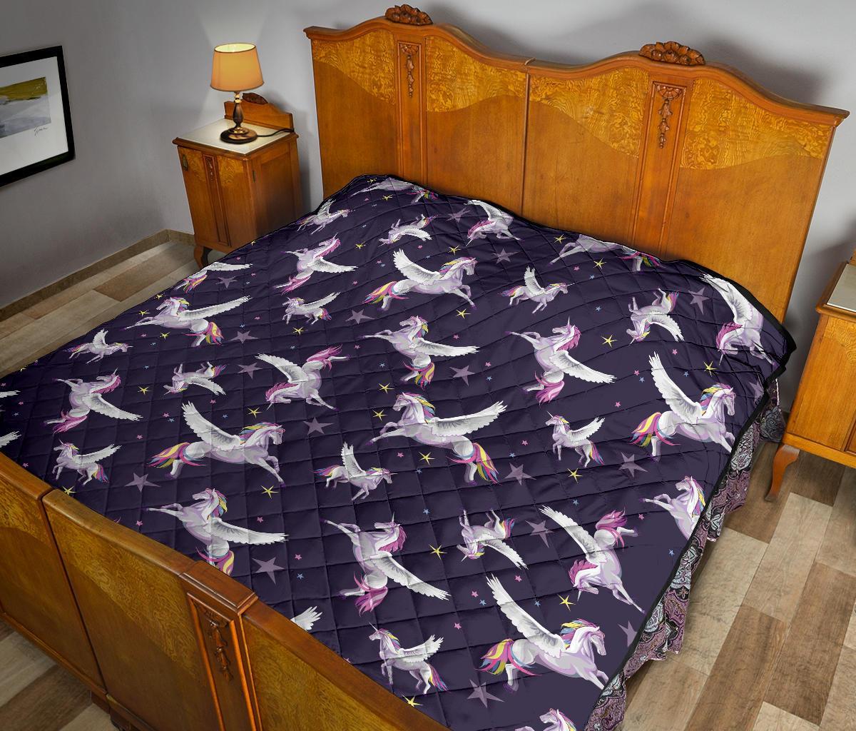 Print Pattern Unicorn Quilt-grizzshop