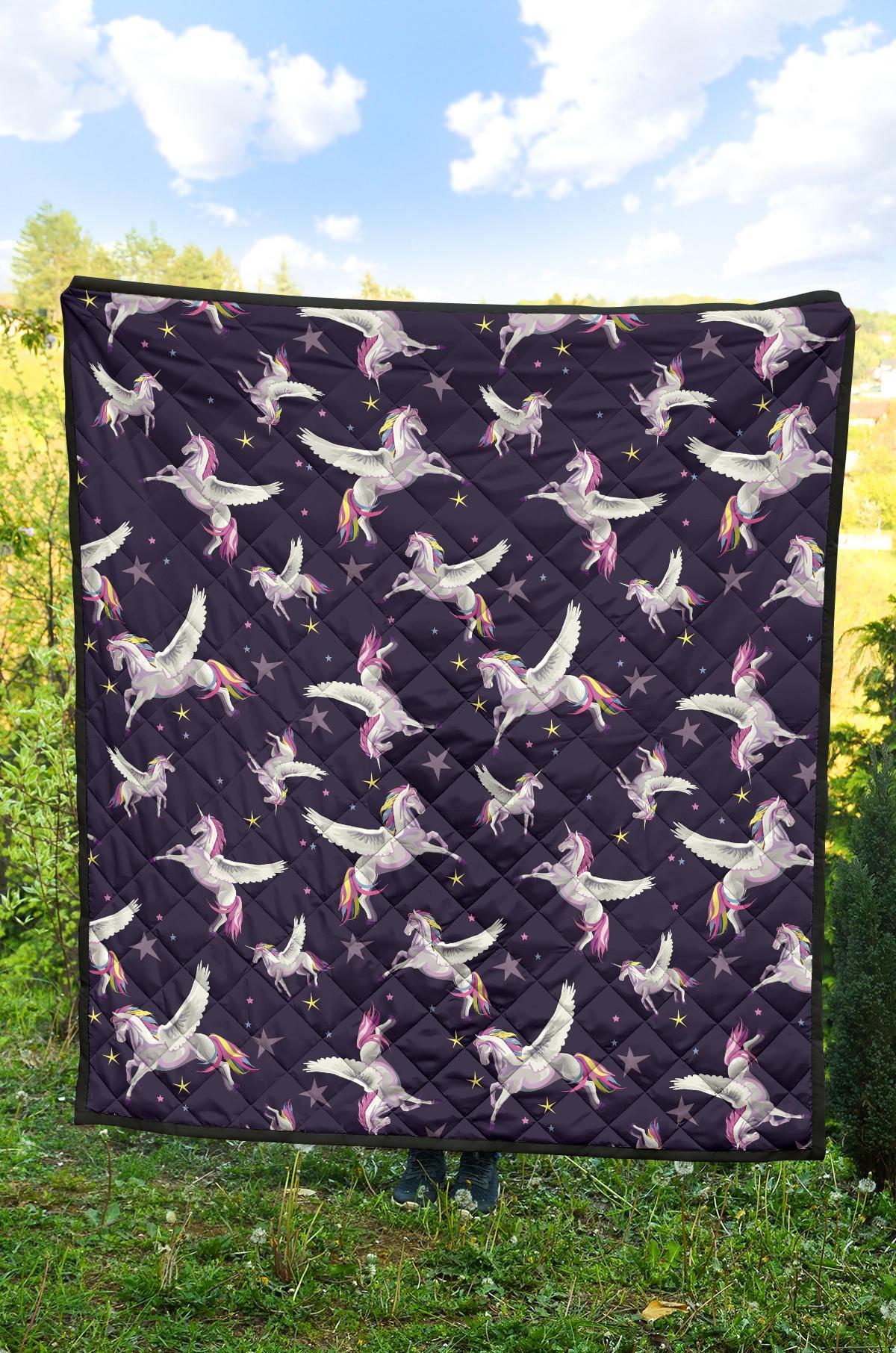 Print Pattern Unicorn Quilt-grizzshop