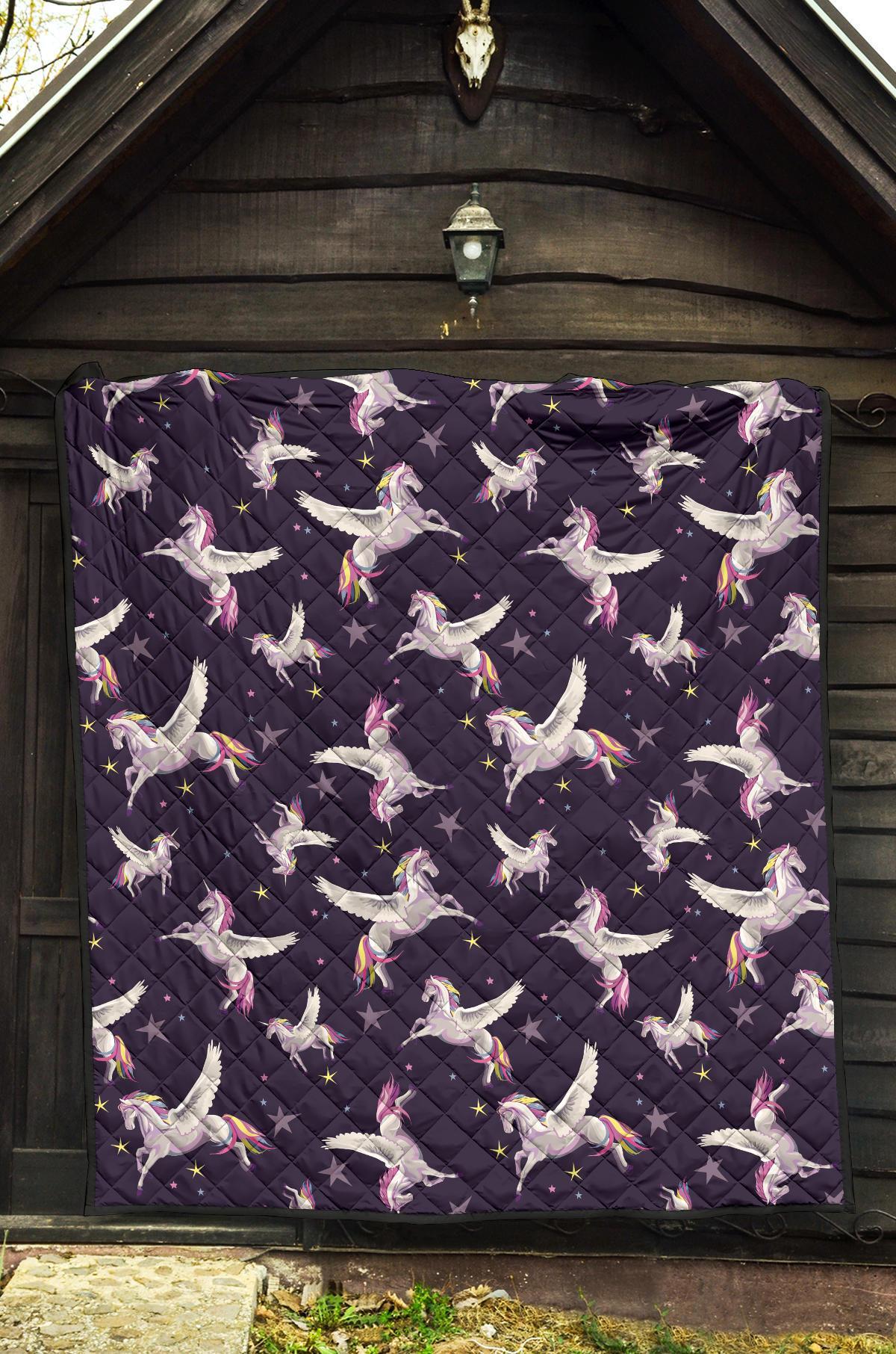 Print Pattern Unicorn Quilt-grizzshop