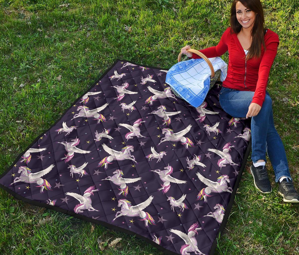 Print Pattern Unicorn Quilt-grizzshop