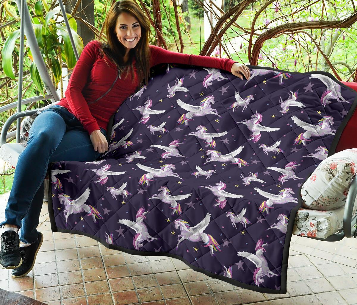 Print Pattern Unicorn Quilt-grizzshop