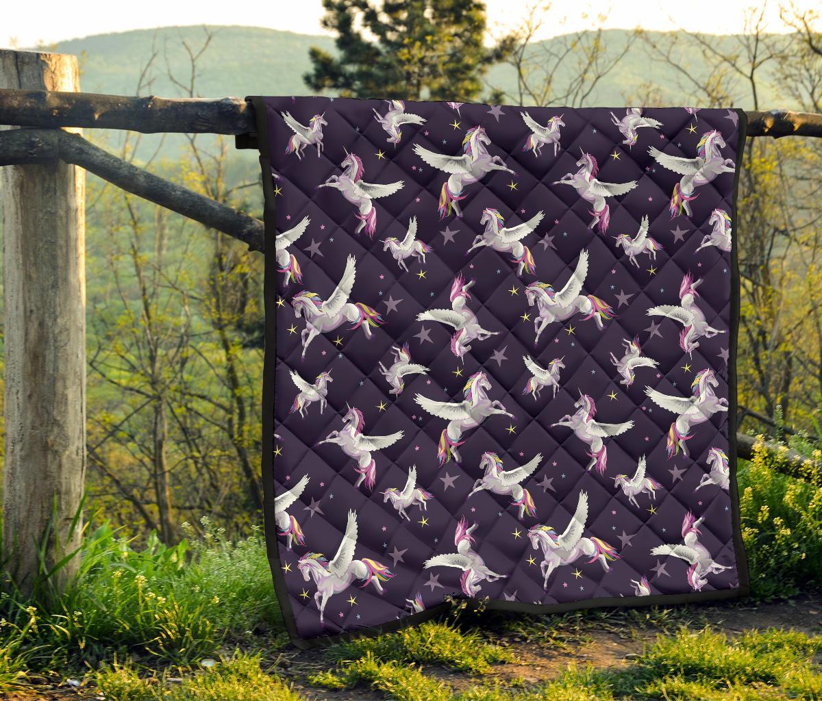 Print Pattern Unicorn Quilt-grizzshop