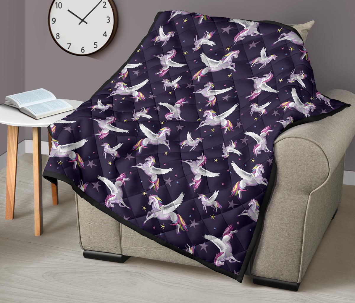 Print Pattern Unicorn Quilt-grizzshop